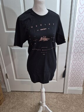 Hurley Black Tee with Light Pink Graphic